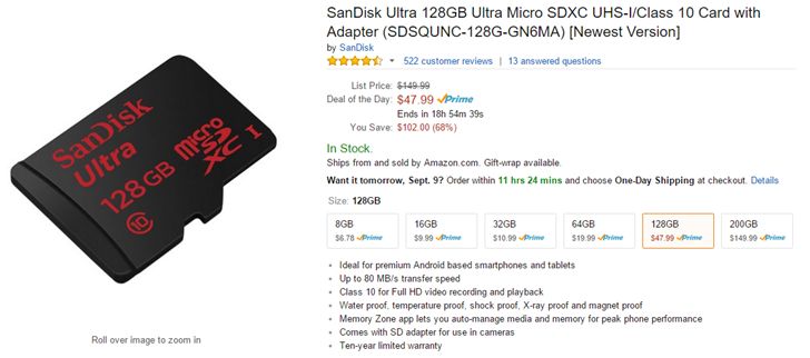 Fotografía - [Offre Alerte] Amazon Or Box offre des réductions sur SanDisk MicroSD cartes, y compris la carte de Massive 200Go pour 150 $